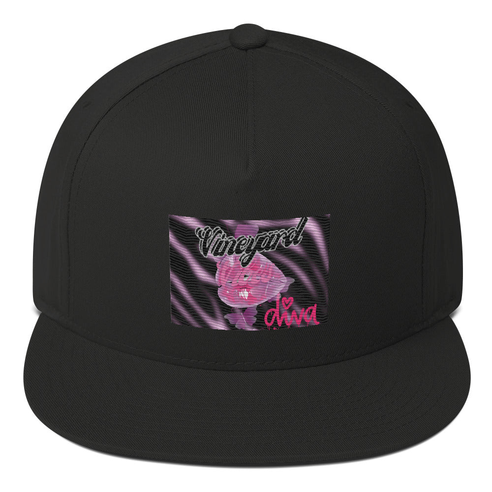 Vineyard Vibes Tropical Pink Diva Kiss - Flat Bill Cap Black